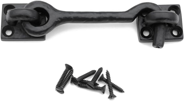 Black cabin hook barn door lock with included screws