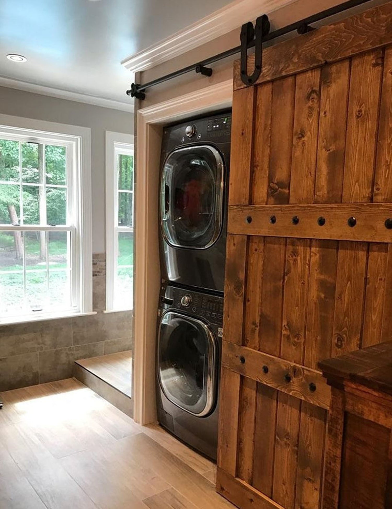 NW Woodennail - Horizon Custom Barn Door finished in Special Walnut
