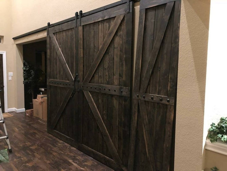 Large double sliding barn doors in British brace style