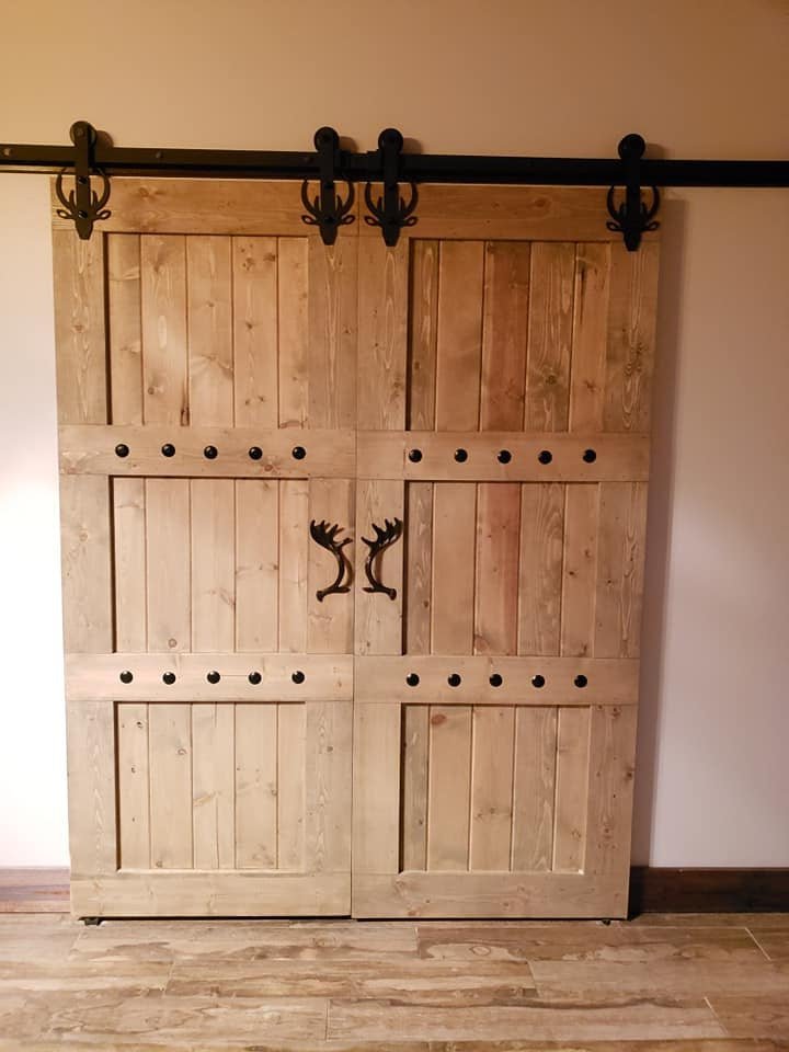 Custom Double Horizon Barn Door with a wooden frame