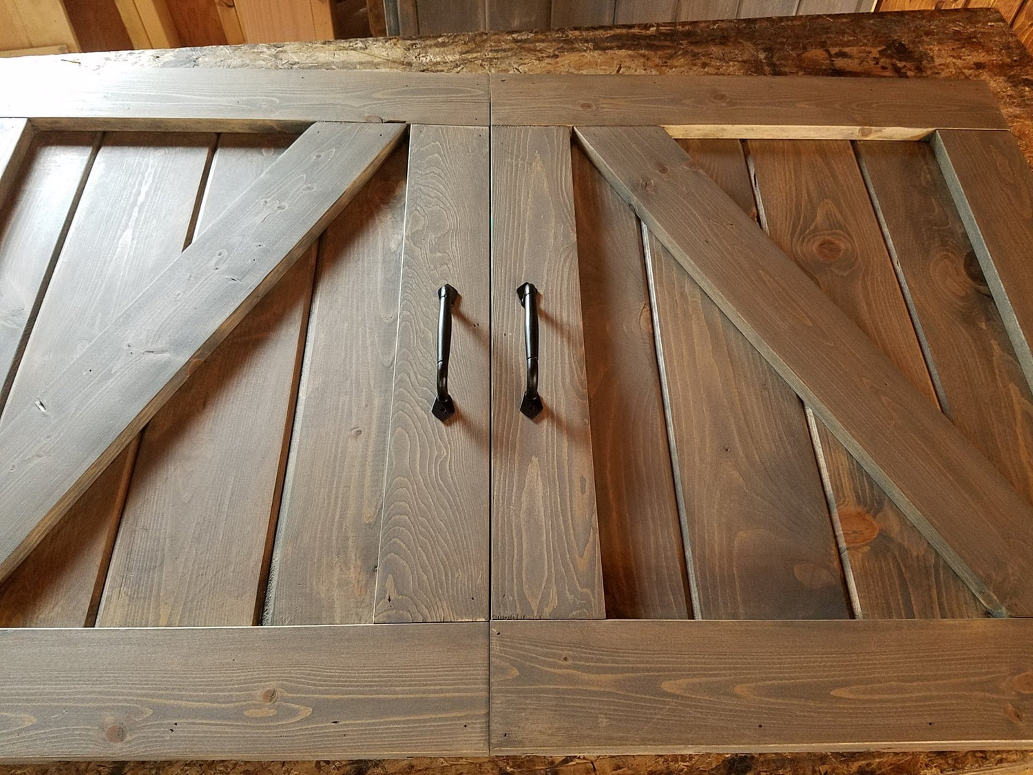 Custom Z Bar TV Barn Door Package - TV Cover with Barn Hardware - NW WoodenNail