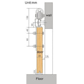 Measurement details of the wooden pole included in the Customized Barn Sliding Hardware