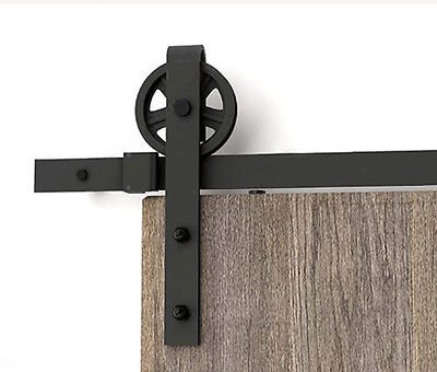 Wooden barn door equipped with black Customized Barn Sliding Hardware