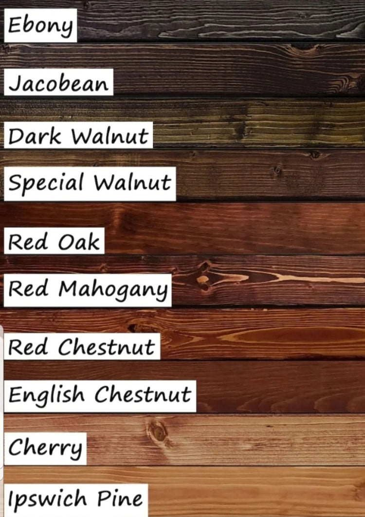 Color chart for wood stain options for barn shutters