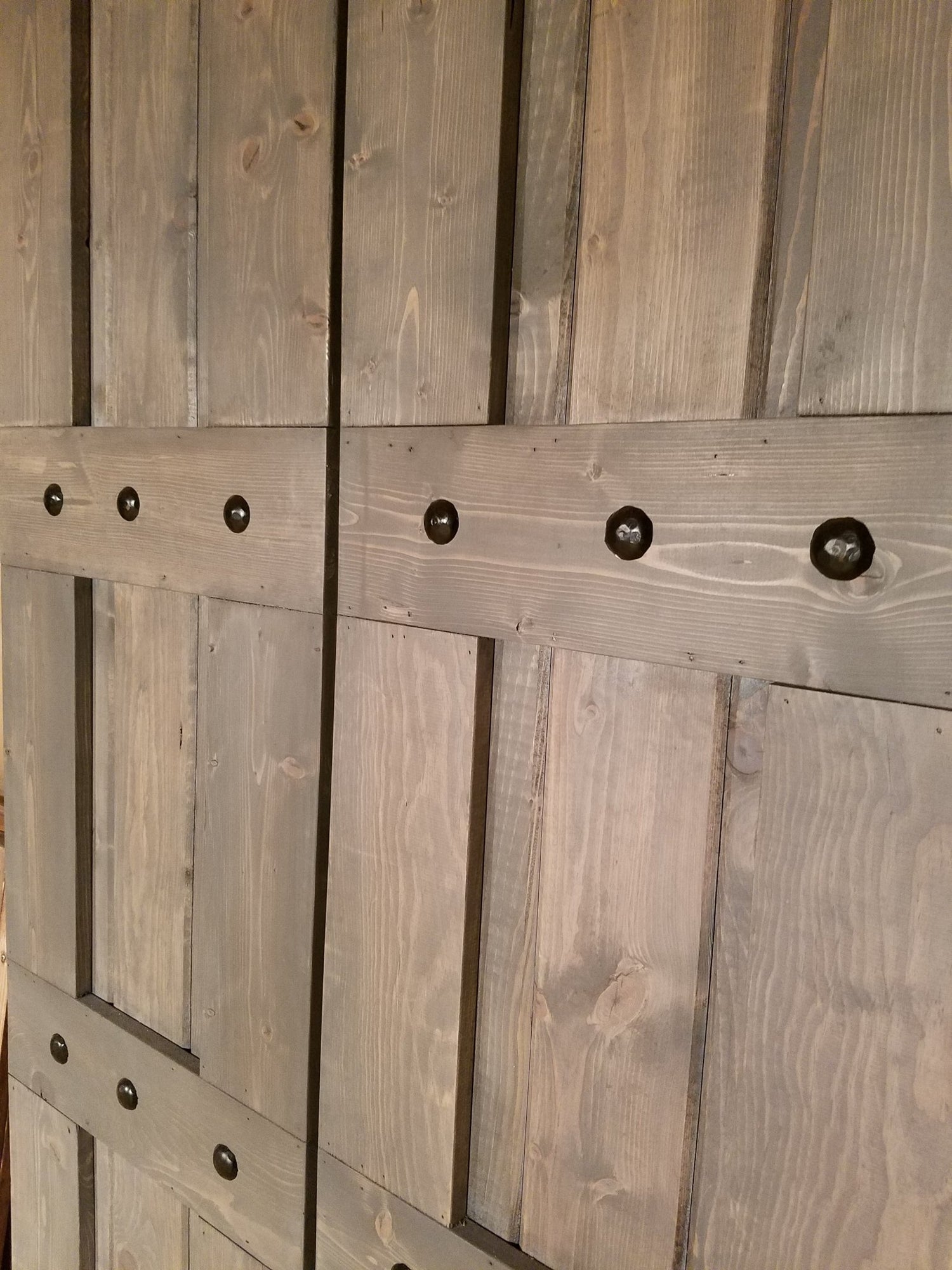 Custom interior barn shutter with wooden finish