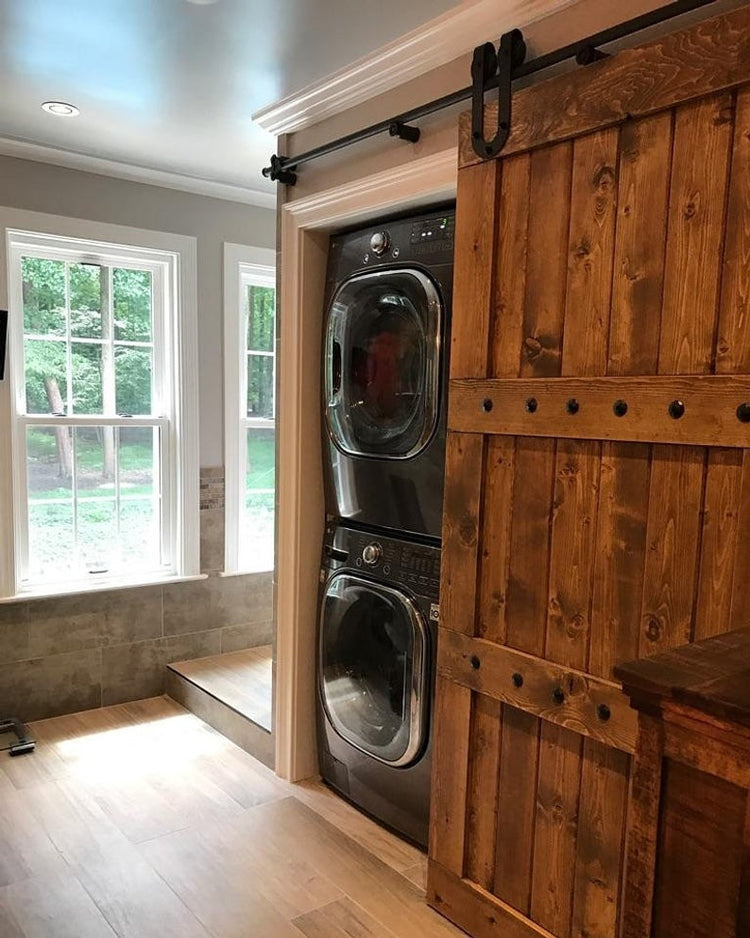 Laundry room equipped with Rustic 84x33 Paneled Style Interior Barn Door